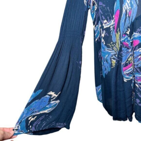 Free People | Blue Floral Tunic Top Sz S - Picture 2 of 14